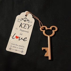 Gold tone Mickey Mouse bottle opener key keychain